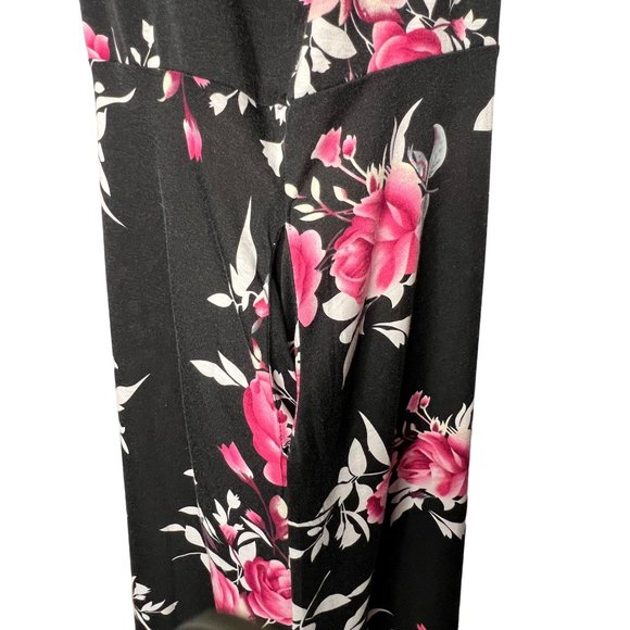 Nemido Women's Dress Size 26 Black Pink Floral Midi Short Sleeve Round Neck Pock - Picture 11 of 13